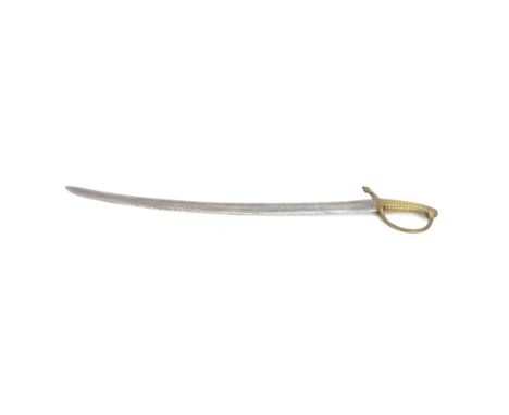 French model 1816 briquet short sword, curved single edge blade, with brass hilt and ribbed grip, overall L81cm 