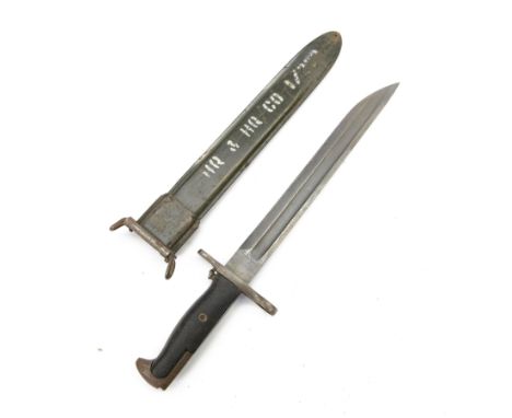 American 1906 pattern sword bayonet, the blade marked SA 1906 and US 85798, scabbard, blade L25cm