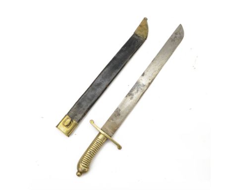 Prussian model 1855 Infantry Pioneers short sword, single edge blade stamped with a crown, quillon marked 28 AE.3.99. 32.A.E.