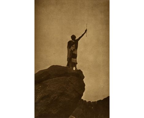 Artist: Edward S. Curtis (American, 1868 - 1952). Title: "The Arrow". Medium: Original vintage sepia toned photogravure. Date