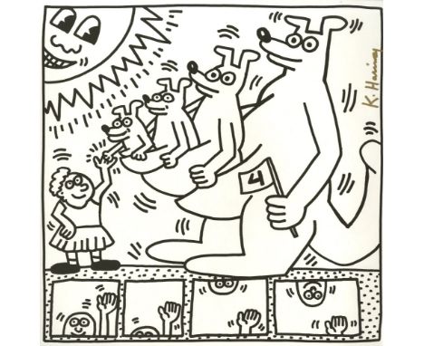 Artist: Keith Haring (American, 1958 - 1990). Title: "Four Kangaroos". Medium: Lithograph. Date: Composed 1985. Printed 1986.