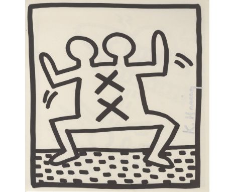 Artist: Keith Haring (American, 1958 - 1990). Title: "Double-Headed X Man". Medium: Original vintage lithograph. Date: Compos