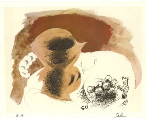 Artist: Georges Braque (French, 1882 - 1963). Title: "Nature morte au pichet". Medium: Original color collotype. Date: Compos