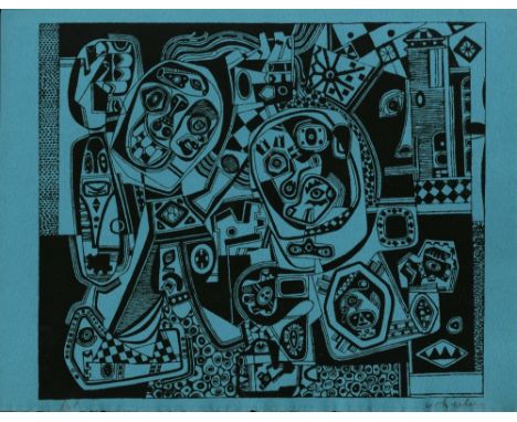 Artist: Steve Wheeler (American, 1912 - 1992). Title: "Brooklyn in Q-T Formation". Medium: Original silkscreen. Date: Compose