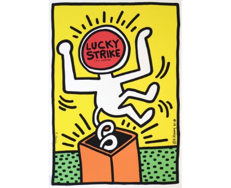 Artist: Keith Haring (American, 1958 - 1990). Title: "Lucky Strike: Yellow". Medium: Original color silkscreen. Date: Compose