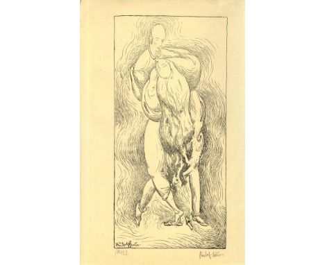 Artist: Rudolf Bauer (German, 1881 - 1953). Title: "Couple Dancing, Woman with Flowing Hair". Medium: Lithograph. Date: Compo