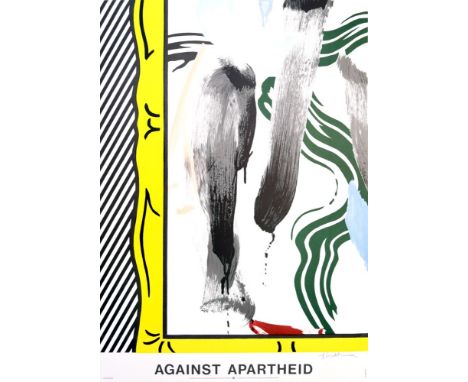 Artist: Roy Lichtenstein (American, 1923-1997). Title: "Against Apartheid". Medium: Color offset lithograph poster. Date: Com