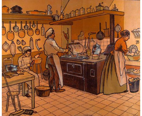 Artist: Librairie Armand Colin [publisher] (French, 19th/20th Century). Title: "The Kitchen". Medium: Color lithograph. Date: