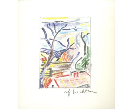 Artist: Roy Lichtenstein (American, 1923-1997). Title: "Landscape with Red Roof". Medium: Color offset lithograph. Date: Comp