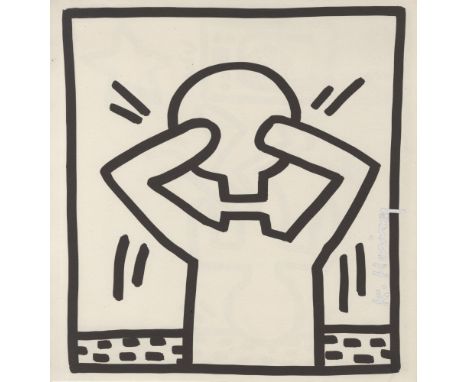 Artist: Keith Haring (American, 1958 - 1990). Title: "Headless Man with Head". Medium: Original vintage lithograph. Date: Com