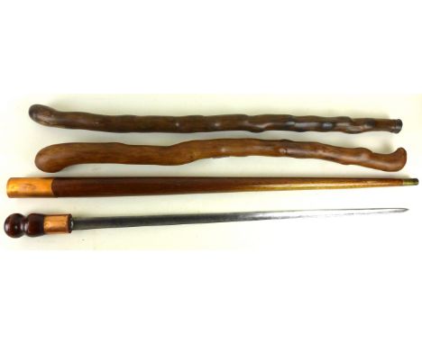 Sword stick the blade, early 19th Century77cm straight single edged single fullered blade, with George III cypher surmounted 