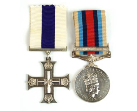 A Queen Elizabeth II 2007 Royal Marine commando gallantry Afghanistan military cross pair Awarded to PO64521K Marine Matthew 