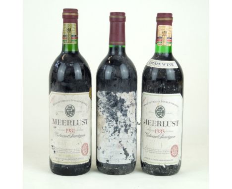 3 bottles mixed Lot Rare mature South African "Gold Bus Ticket" Red wines Comprising 1 bottle Stellenryk Cabernet Sauvignon 1