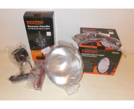 A new boxed Tracer 210mm remote sport light (vehicle mounted)Together with a Tracer remote handle for remote sport lights. (2