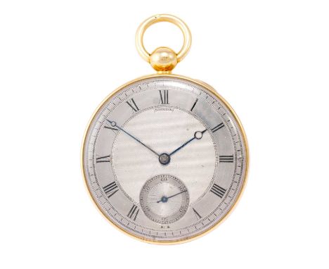 Barwise: An 18 Carat Gold Open Faced Duplex Pocket Watch, signed Barwise, London, Numbered 7914, 1820, duplex single spring b
