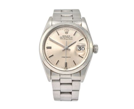 Rolex: A Stainless Steel Automatic Calendar Centre Seconds Wristwatch, signed Rolex, Oyster Perpetual, Precision, model: Air 