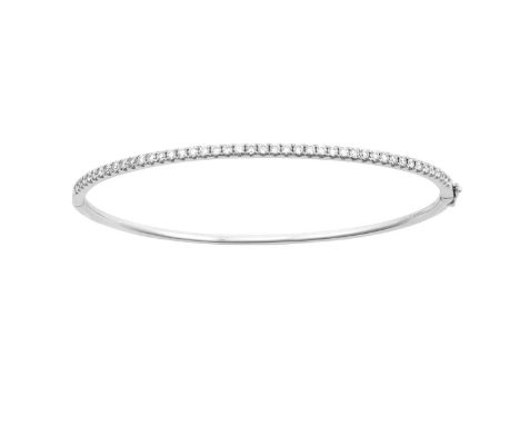 An 18 Carat White Gold Diamond Bangle, by Hirsh Londonthe round brilliant cut diamonds in claw settings, to a plain polished 