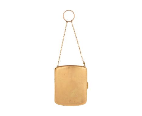 A George V Gold Cigarette-Case,  Probably by Sydney and Co., London, 1918, 9ct curved oblong and with engine-turned finish, w