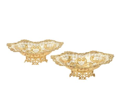 A Pair of Victorian Scottish Silver-Gilt Bowls,  by Hamilton and Inches, Edinburgh, 1893, Retailed by Asprey, London each sha