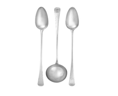 A Pair of George III Silver Basting-Spoons and a George III Silver Soup-Ladle,  The Basting-Spoons by George Smith and Willia