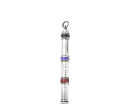 A George V Silver and Enamel Triple Propelling-Pencil,  by Sampson Mordan and Co., Circa 1910  cylindrical, the barrel with t