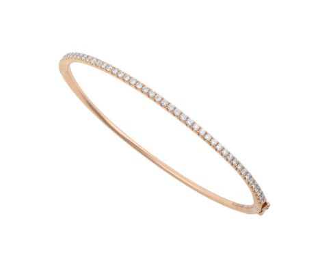 An 18 Carat Rose Gold Diamond Bangle, by Hirsh Londonthe round brilliant cut diamonds in claw settings, to a plain polished h