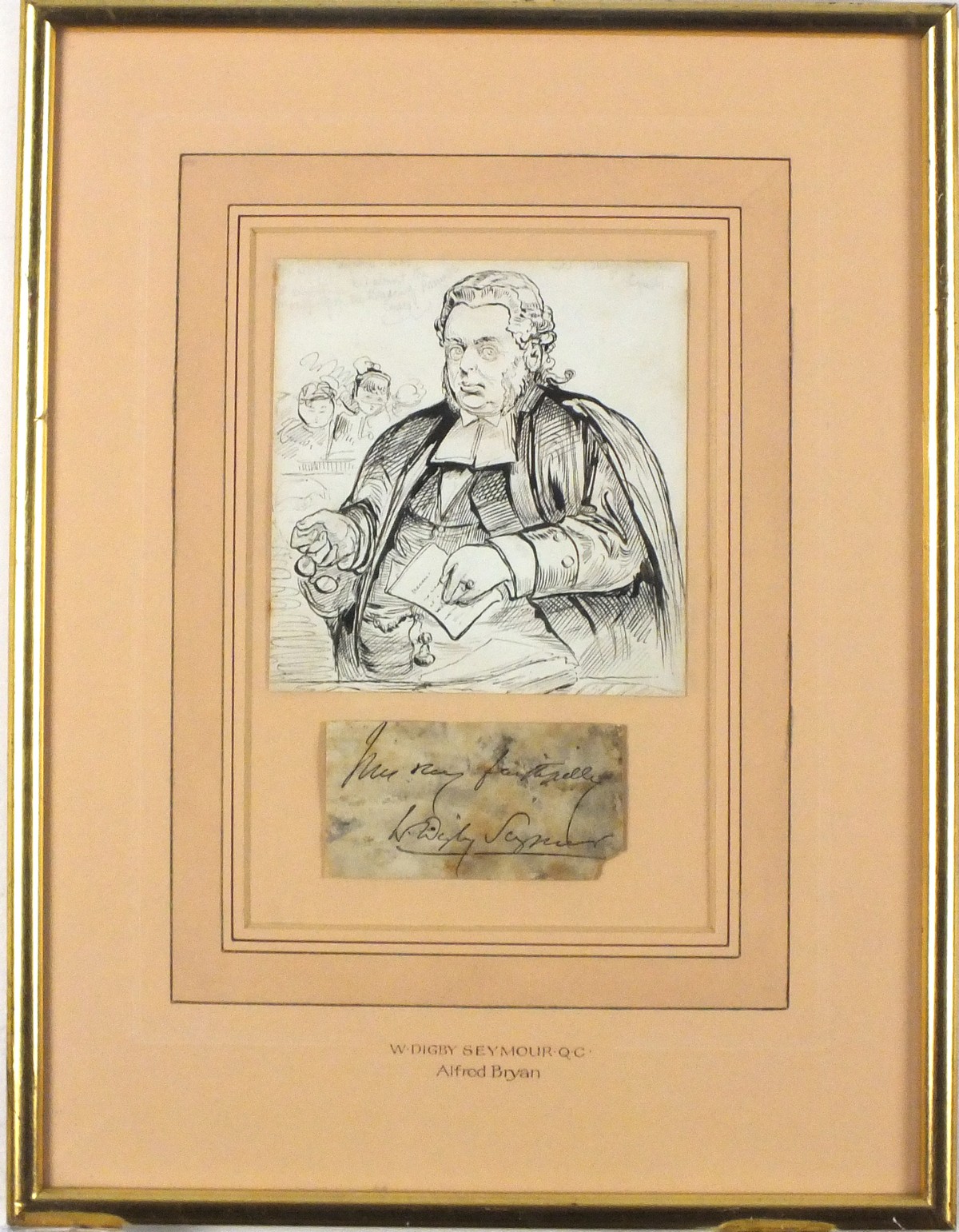 Alfred BRYAN (British 18521899), William Digby Seymour QC, Ink sketch