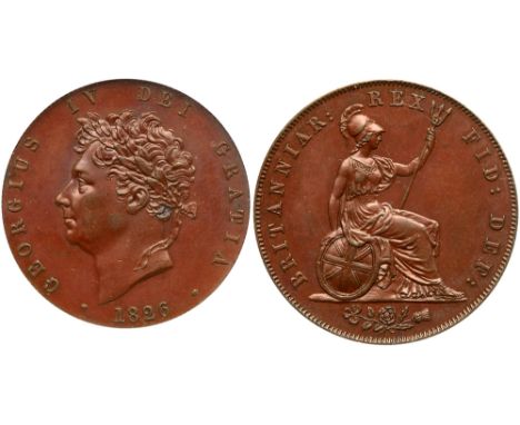 George IV &#40;1820-30&#41;, Proof bronzed copper Halfpenny, 1826. Laureate head left, date below, Latin legend and toothed b