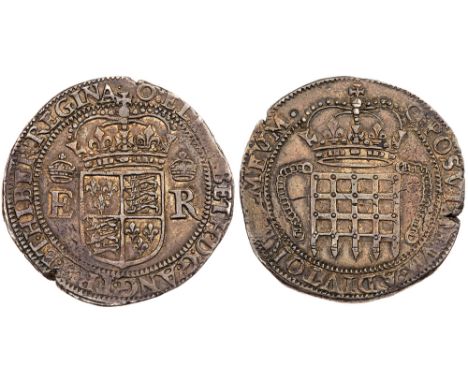 Elizabeth I &#40;1558-1603&#41;, silver Four Testerns. Trade coinage &#34;Portcullis Money&#34;, crowned quartered shield of 