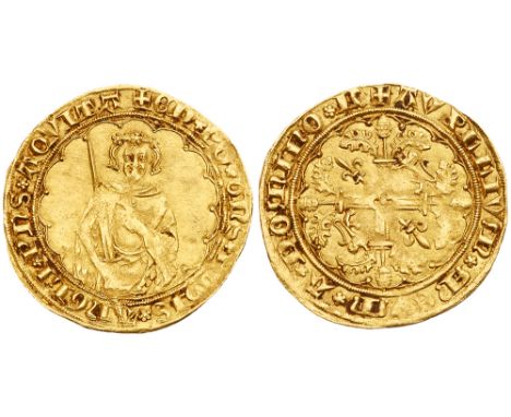 Edward the Black Prince &#40;1362-72&#41;, gold Hardi D&#39;Or. La Rochelle Mint &#40;c. early 1368&#41;, facing half-length 