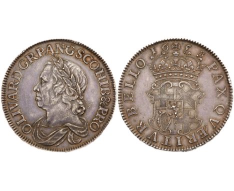 Oliver Cromwell &#40;d.1658&#41;, silver Crown, 1658, 8 in date struck over 7. Laureate and draped bust left, raised die flaw