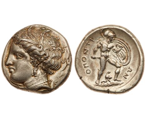 Lokris, Lokri Opuntii. Silver Stater &#40;12.11 g&#41;, ca. 370-360 BC. Head of Demeter right, wearing wreath of grain ears, 