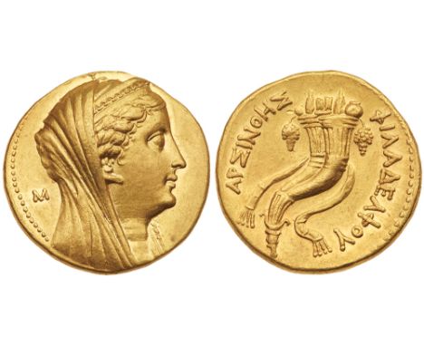 Ptolemaic Kingdom. Arsin&ouml;e II, wife of Ptolemy II. Gold Mnaieion &#40;27.75 g&#41;, died 270 BC. Alexandria, under Ptole