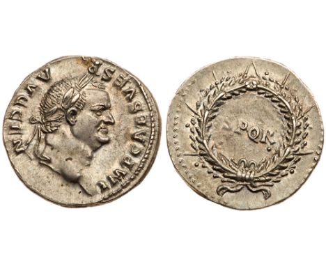 Vespasian. Silver Denarius &#40;3.44 g&#41;, AD 69-79. Rome, AD 73. IMP CAES VESP AVG CEN, laureate head of Vespasian right. 