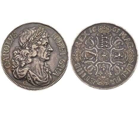 Charles II &#40;1660-85&#41;, silver Pattern &#34;Reddite&#34; crown, 1663. Engraved and signed by Thomas Simon, struck from 