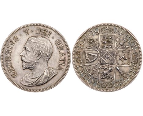 George V &#40;1910-36&#41;, Pattern silver Twelve Groats, 1914. Struck for Reginald Huth by John Pinches Ltd, draped bust lef