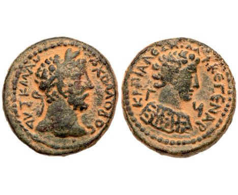 Commodus. &AElig; &#40;11.21 g&#41;, AD 177-192. Capitolias in Decapolis, CY 93 &#40;AD 189/90&#41;. AVT K M AV-P KOMO&Delta;