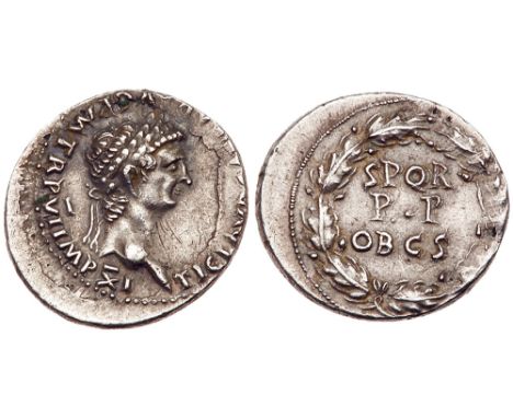 Claudius. Fourr&eacute;e Denarius &#40;2.81 g&#41;, AD 41-54. Roman-British imitation. Copying Rome, ca. AD 46/7. TI CLAVD CA