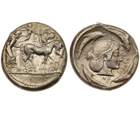 Sicily, Syracuse. Deinomenid Tyranny. Silver Tetradrachm &#40;17.45 g&#41;, 485-466 BC. Struck under Gelon I, ca. 480/78-475 