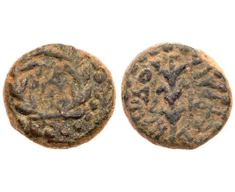 Judaea, Herodian Kingdom. Herod III Antipas. &AElig; Quarter &#40;3.45 g&#41;, 4 BCE-39 CE. Tiberias, RY 24 &#40;20/1 CE&#41;