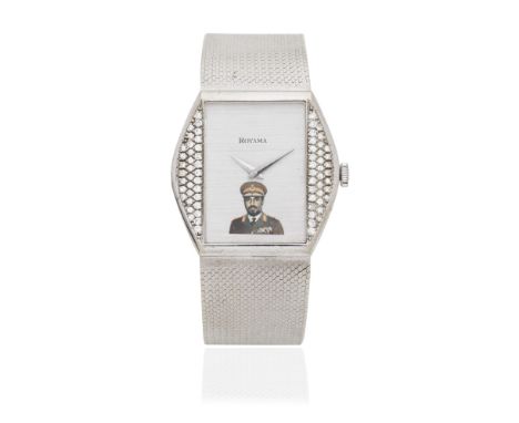 Royama. An 18K white gold diamond set bracelet watch featuring Sultan Qaboos bin Said Al Said of OmanDate: Circa 1980Movement