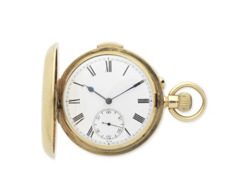 Baume. An 18K gold keyless wind minute repeating full hunter pocket watchDate: Circa 1890Movement: Gilt Swiss lever, cut and 