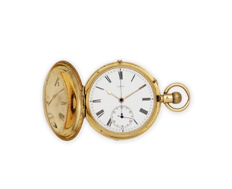 W. Ehrhardt, London. An 18K gold keyless wind full hunter pocket watch with dead secondsDate: Birmingham Hallmark for 1884Mov