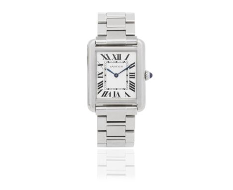 Cartier. A stainless steel quartz bracelet watchModel: Tank SoloReference: 3170Date: Purchased 7th March 2015Movement: 4-jewe