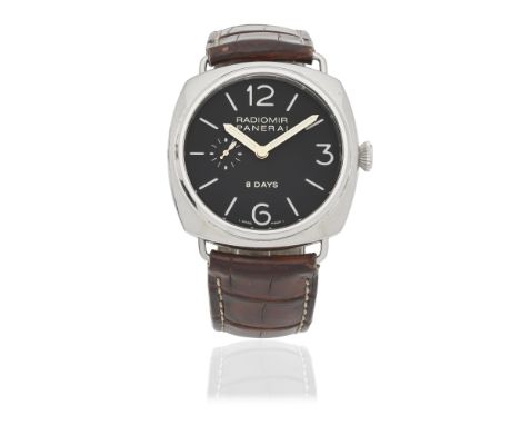 Panerai. A stainless steel manual wind wristwatch with 8 day power reserveModel: Radiomir 8 DayReference: PAM00190Date: Purch