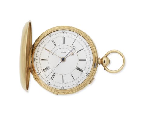 Alfred Russell &amp; Co, Liverpool &amp; London. An 18K gold key wind full hunter chronograph pocket watchDate: Chester Hallm