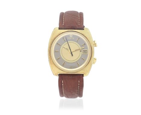 Omega. A gold plated and stainless steel automatic calendar wristwatch with alarmModel: Seamaster MemomaticReference: 166.072
