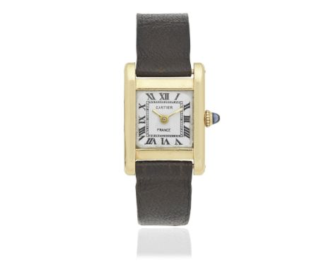 Cartier. A lady's 18K gold wristwatch with later quartz movementModel: TankDate: Circa 1970Movement: Later and after quartzDi