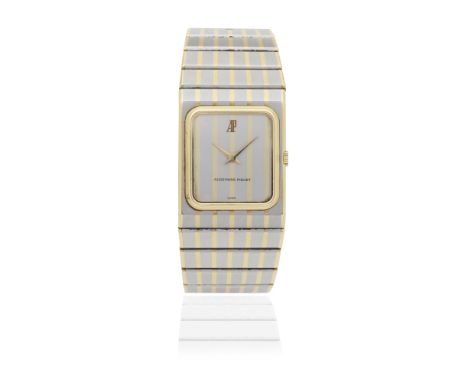 Audemars Piguet. A slim stainless steel and gold manual wind bracelet watchReference: 4274Date: Circa 1970Movement: 20-jewel 