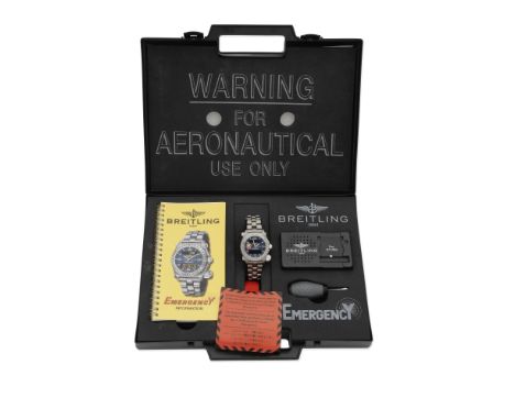 Breitling. A Limited Edition titanium quartz bracelet watch with micro antennae for aviation emergency frequency 121.5MHzMode